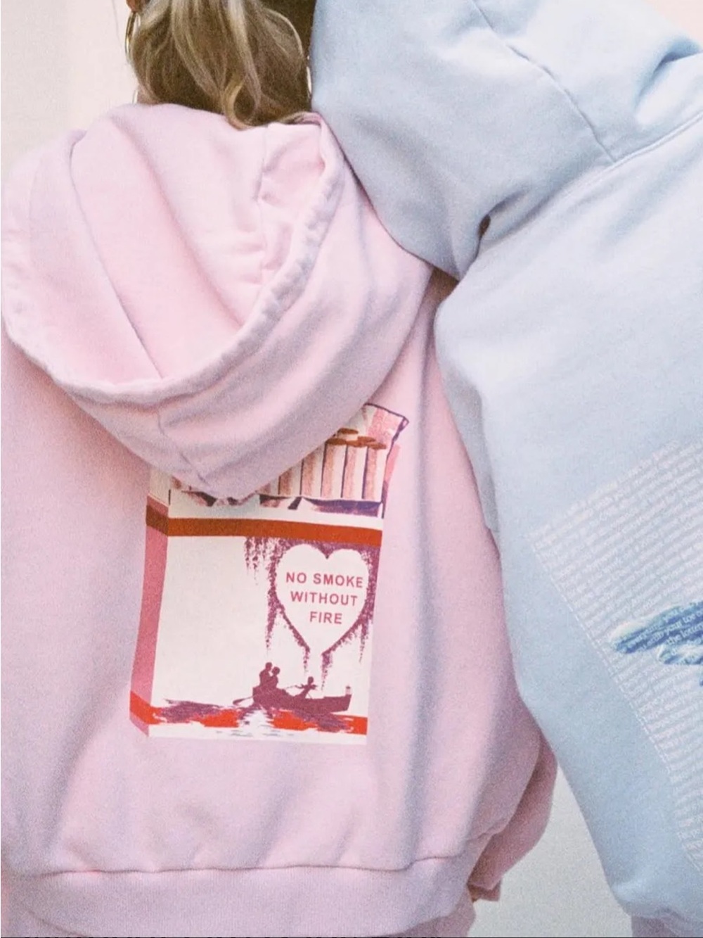 Boys Lie No Smoke Without Fire Hoodie in Baby Pink
